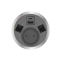ABL 2F22F1A5- Встраиваемая розетка серии Port El с 1xUSB-A, 1xUSB-C и 2xRJ45 Cat6A, серая (2F220105)