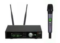 VOLTA US-101 with aluminuim case (610-630MHZ) Микрофонная 100-канальная радиосистема с ручным динамическим микрофоном UHF диапазона  . PLL-synthes, LCD-дисплей, True Diversity, 1/2 19" рэк, алюминиевый кейс., 1pcs in box: 500x344x72 mm, 5 pcs in box: 512x