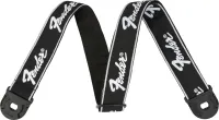 FENDER Quick Grip Locking End Strap, Black with White Running Logo, 2"