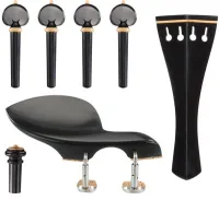 Viola accessory set Acura Meister Preciso AS-ASGHT622 - Preciso grade viola accessory set of ebony with boxwood trim. Heart pegs, Hill tailpiece, Guarneri chin rest with English mount and inSight end pin.