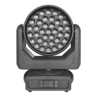 Wash Zoom 37-25 V2
                Прожектор Wash Zoom 37-25 V2
Вращающаяся голова Wash.  Zoom: линейный от 10°до 60°, 37 высокомощных (25 Вт) светодиодов RGBW. Раn : 540°. Tilt 270°. Электронный диммер 0-100%. Строб 0-25 вспышек в секунду. Управление: DM
