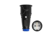 PCE Розетка кабельная 16A/250V/2P+E/IP20 корпус черный, маркер синий 2510-sb