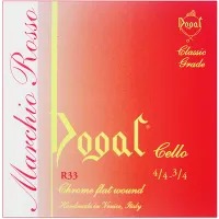 Cello G string Dogal Marchio Rosso R333 - Flat chrome wound steel G3 string with bold dense timbre for 4/4-3/4 cello.