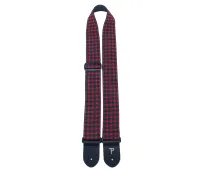 Perri's TWS-7064 - Ремень для гитары, Серия JACQUARD, Материал: жаккард, с кожаными концами, Рисунок: клетка, Цвет: красный/чёрный, Ширина ремня: 5 см