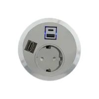 ABL 2F22F1B5- Встраиваемая розетка серии Port El с 1xUSB-A, 1xUSB-C и 1xHDMI, серая (2F220115)