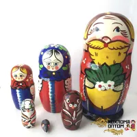 LHM10172 Матрешка "Репка" 6 кукольная, Хохлома