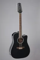 TAKAMINE GD38CE-BLK 12-струнная электроакустическая гитара типа дредноут с вырезом, цвет чёрный