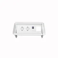 ABL 2F0WF2F4- Встраиваемая розеточная станция серии Aero Flip с 2 розетками, 2xUSB-A и 1 слотом для IMP, белая (2F010221)
