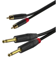ROXTONE GPTC200/2 Аудиокабель, 5х10мм(2х2х0,22мм), конекторы ROXTONE: 2XRCA - 2x6,3mm mono Jack(RJ2P-BG x RF2CS-BG), цвет черный, 2 м