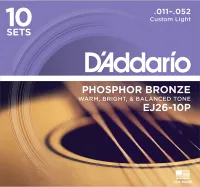 EJ26-10P Phosphor Bronze Струны для акустической гитары, Custom Light, 11-52, 10 компл., D'Addario