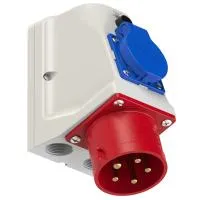 PCE Вилка настенная комбинированная 32А/400V/3P+N+E/IP44+1 GS 95225-6