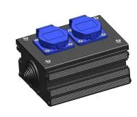 Партнер-ЛМ PC-2 Eco Schuko Power Connector (PLM30010) Коробка коммутационная, 2 розетки PCE Schuko 16A, проходная, диаметр под трубу 37 мм или кабельный ввод Pg29, корпус из фирменного алюминиевого профиля и 1,5 мм стали. Габариты 160х110х90 мм, вес 0,8 к