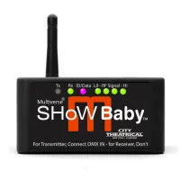 ETC CT-5900 Multiverse SHoW Baby wireless DMX transceiver Приемник-передатчик цифрового сигнала. Принимает или передает 1 поток DMX / RDM. Передача/прием сигнала в диапазоне частоты 2,4 MHz. Вход/выход сигнала DMX. Одновременное использование до 6 передат