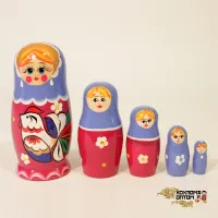 LHM10151 Матрешка "Петушок" 5 кукольная, Хохлома