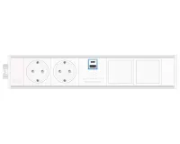 ABL 2M210205- Розеточная станция серии Link с 2 розетками, 1xUSB-A, 1xUSB-C и 2 слотами для IMP, белая с серебристым