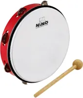 MEINL NINO24R Тамбурин 10", ABS- корпус, никелированные бубенцы, цвет: красный, с деревянной колотуш