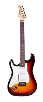 ARIA STG-003-L 3TS-Гитара электрическая, леворукая, ольха, гриф: клен, накладка: палисандр, лады: 22F, масштаб: 648mm (25-1/2 "),регуляторы: громкость х 1, тон 2 х, Switch PU Selector х 1, тремоло, фурнитура Chrome.Цвет - трехцветный жженый солнцем.