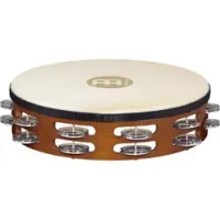 Meinl tah2a-ab  тамбурин деревянный 10" traditional, двухрядный, джинглы алюм, кожан мембрана