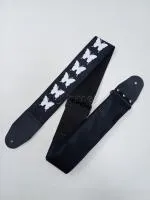 MZ-RGE-7-1ApButterflyBk Ремень для гитары, черный, аппликация Бабочка, MEZZO