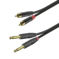 ROXTONE PACC200/5 Аудиокабель, 5х10мм(2х2х0,22мм2), конекторы ROXTONE: 2XRCA - 2x6,3mm mono Jack(RJ2P-BG x RF2CS-BG), цвет черный, 3м