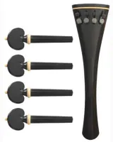 Cello accessory set Acura Meister Ultimo CS-OSRT522 - Ultimo grade 4/4 cello accessory set of ebony with boxwood trim. Heart pegs and tailpiece of round design