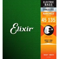 Elixir 14782 nanoweb  струны для 5-струнной бас-гитары medium 45-135, сталь