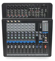 MixPad MXP144FX малошумящий микшерный пульт. Входы микрофонные 6хXLR, 4х2RCA, 3хEQ, встроенный компрессор, DSP, USB порт, фейдеры 60мм, 48 вольт фантомное питание 463x457x158мм., вес 4,7 кг. SAMSON