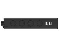 ABL 2M400406- Розеточная станция серии UDM с 4 розетками и 2xUSB-А, черная