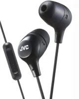 Headphones with mic JVC HA-FX38M-B - Phone headset for iPhone, iPad and Android with in-ear headphones with ear-cushion shaping effect and 10 mm driver. Black color