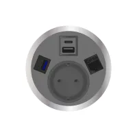 ABL 2F220108- Встраиваемая розетка серии Port El с 1xUSB-A, 1xUSB-C, 1xUSB-A 3.0 и 1xRJ45 Cat6A, серая