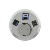 ABL 2F220113- Встраиваемая розетка серии Port El с 1xUSB-A, 1xUSB-C, 1xUSB-A 3.0 и 1xHDMI, серая