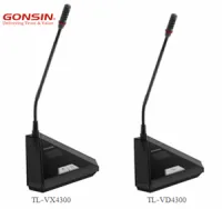 GONSIN TL-VD4300 Микрофонная консоль делегата. Поддержка IC-карт. OLED-дисплей (35мм х 18мм). Встроенный динамик (2×2W/8Ω). Регулятор громкости и выход для наушников, выход для записи. Размер 145мм × 170мм х 71мм (без микрофона). Микрофон 410 мм.  Цвет- ч
