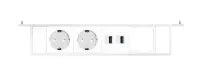 ABL 2M81F2F4- Розеточная станция серии Level тип F (Level-F) с 2 розетками, 2xUSB-A и 1 слотом для IMP, белая с серебристым