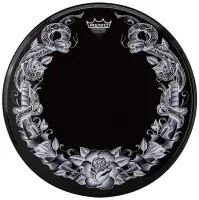 REMO PA-1322-TT-T04 TATTOO SKYN - 22" Tattoo Skyn, передний пластик для бас барабана, змея, чёрный