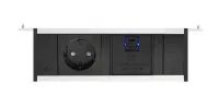 ABL 2M80F1A3- Розеточная станция серии Level тип F (Level-F) с 1 розеткой, 1xUSB-A и 1xUSB-C, черная с серебристым