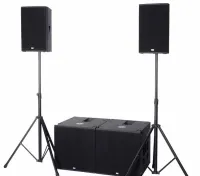 KS-AUDIO ConSet 1 Полнодиапазонный звукоусилительный комплект, в составе - 2 широкополосные системы C12 (12"+1"), 2 сабвуфера C WL (1x18") и  усилитель мощности TA 4D с встроенным процессором FIRMOD2. Суммарная мощность RMS 2800, SPL 135\141 дБ,  общий ве