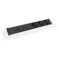 Kondator 935-F400W- Встраиваемая розеточная станция серии Axessline с 3 розетками, 1хRJ45, 1хHDMI и 2xUSB, белая