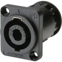 Neutrik NL4MP-ST панельный разъём Speakon female 4-контактный, квадратный фланец, винтовой зажим каб