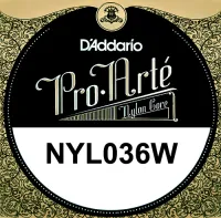 NYL036W Отдельная струна для классической гитары, нейлон/посеребренная, D'Addario