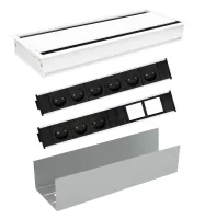 ABL K46MAX/2 (W)- Комплект розеточной станции серии Conference MAX с лючком, 9 розеток, 1xUSB-A, 1xUSB-C и 2 слота для IMP, белый