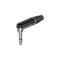 ROXTONE RJ3RP-NN Разъем, 6,3mm stereo Male Jack(угловой), с резиновым держателем под кабель. Цвет: Серебро/черный