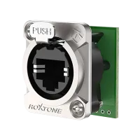 ROXTONE RE8FD5H Разъем RJ45 панельный, гнездо, тип-D, розетки соответствуют CAT5e согласно стандарту TIA / EIA 568-C.2 и ISO / IEC1 1801, возможность крепления  для  разъема RJ45 и разъема RJ45 типа XLR.