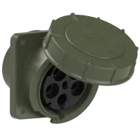 PCE Розетка встраиваемая наклонная 125А/400V/3P+N+E/IP67, фланец 120x130, бронзово-зелёный 445-6.u