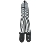 Perri's TWS-6547 - Ремень для гитары, Серия JACQUARD, Материал: жаккард, с кожаными концами, Рисунок: чёрно-белая клетка, Цвет: чёрно-белая клетка, Ши