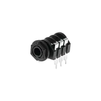 AVCLINK JC219 Панельный разъем 1/4" Jack , (стерео), гнездо, горизонтальная установка PCB, пластиковый корпус с гайкой, удлиненные  контакты, с отключением
