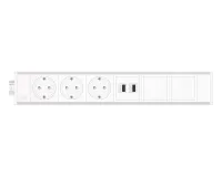 ABL 2M21F2A4- Розеточная станция серии Link с 3 розетками, 1xUSB-A, 1xUSB-A и 2 слотами для IMP, белая с серебристым (2M210310)