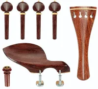 Violin accessory set Acura Meister Preciso VS-NSGRL422 - Preciso grade 3/4-4/4 violin accessory set of rosewood with boxwood trim. Hill pegs, tailpiece of round design, Guarneri chin rest with English mount and inSight end pin.