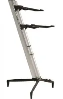 QUIK LOK SL913SL двухуровневая наклонная стойка для клавишных ш. 40 см, в. 119 см, нагрузка до 108 кг, серебристый. С чехлом.