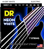 DR NWE7-10 - струны для 7-струнной электрогитары, Калибр: 10-56, Серия: HI-DEF NEON™, Обмотка: посеребрёная/никелированая сталь, Покрытие: люминесцент