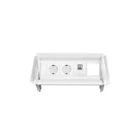ABL 2F0WF2A4- Встраиваемая розеточная станция серии Aero Flip с 2 розетками, 1xUSB-A, 1xUSB-C и 1 слотом для IMP, белая (2F010210)
